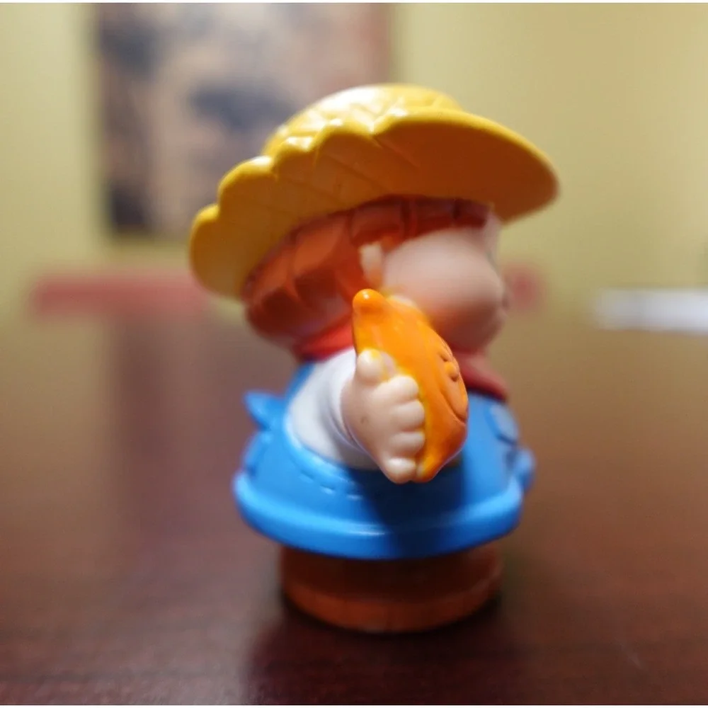 Fisher-Price Little‎ People Farmer Figure Yellow Hat Blue Overalls 2007 Mattel